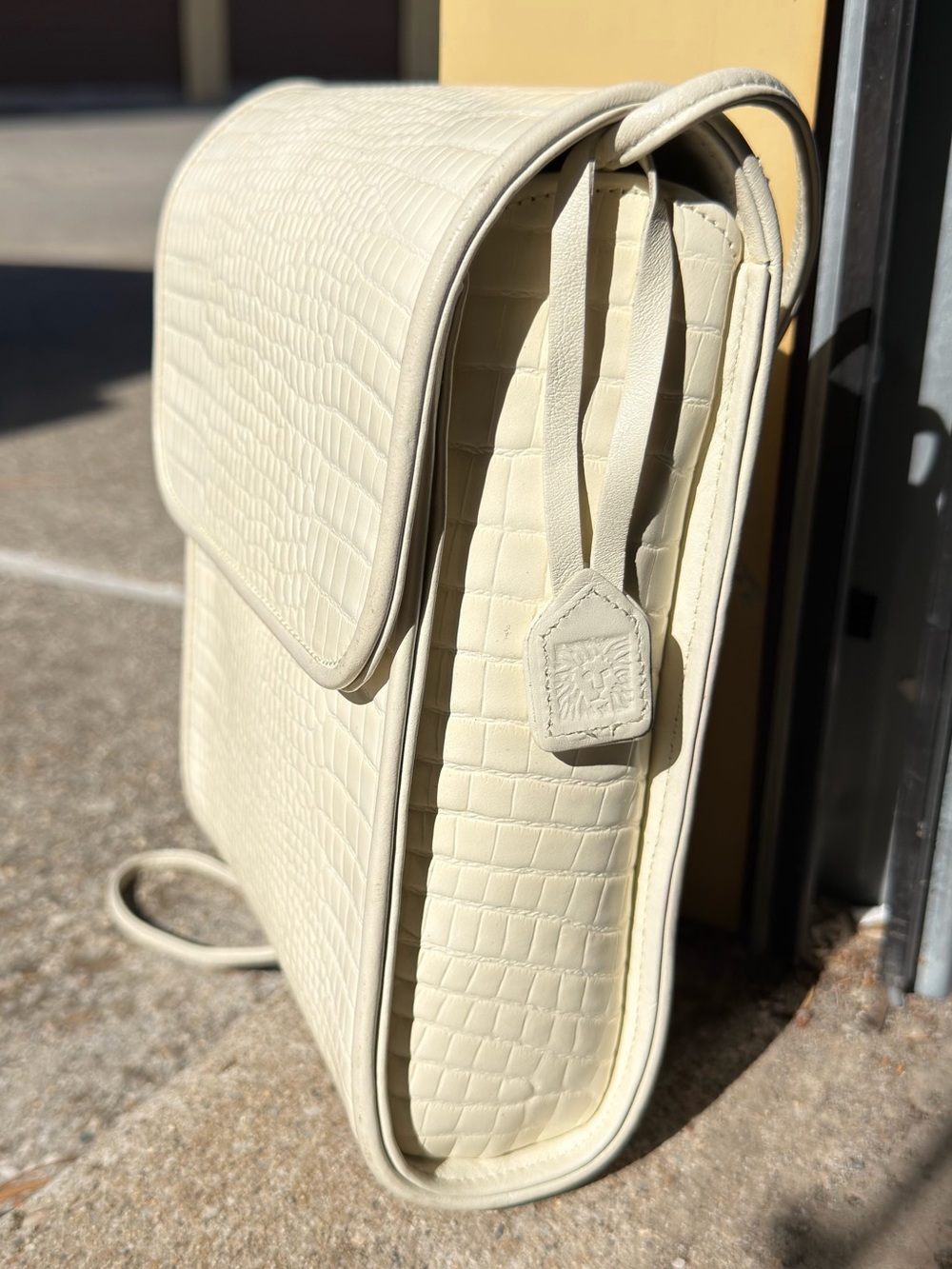 Vintage Anne Klein for Calderon Cream Croc Bag